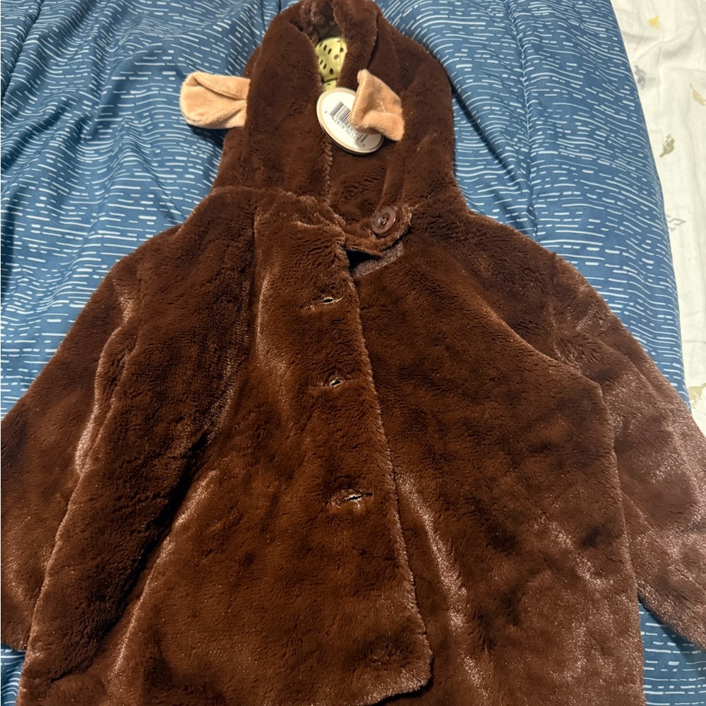 Plush Brown Kids Costume Jacket with Ears